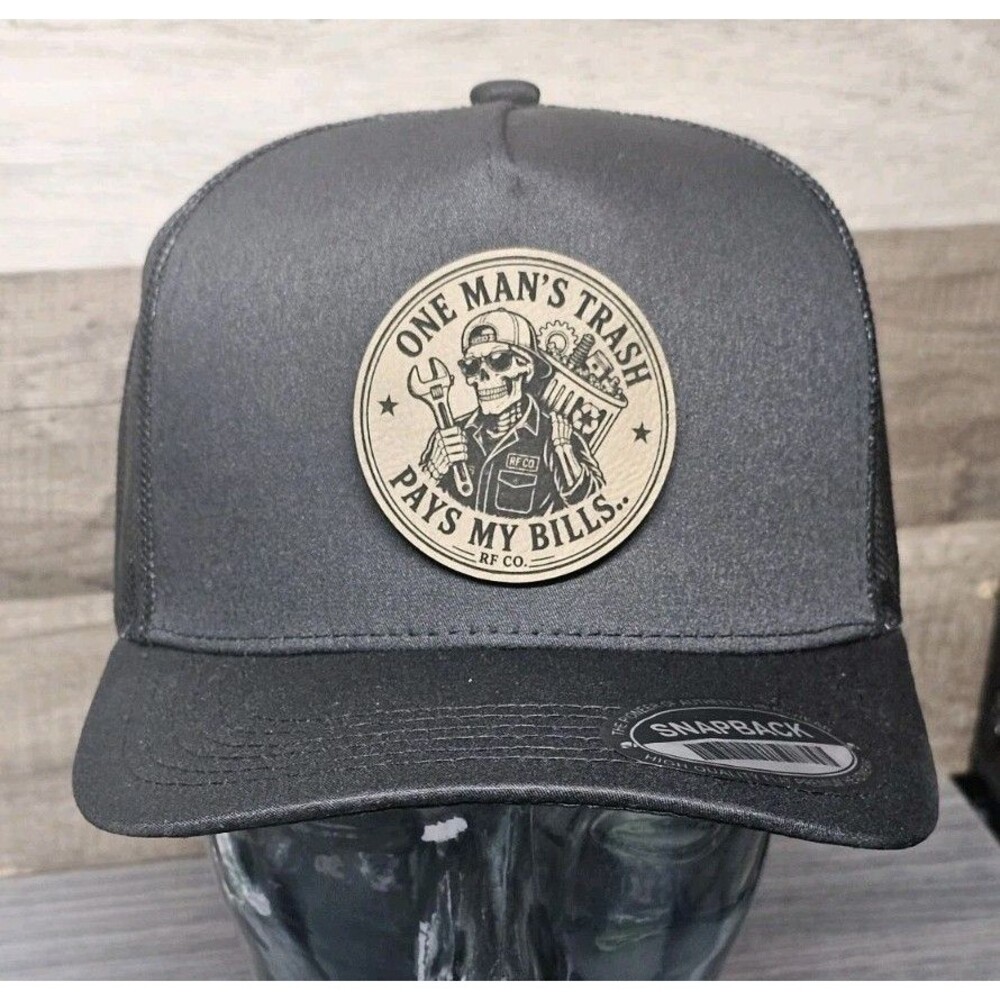 ONE MAN'S TRASH Pays My Bills Trucker Snapback Hat Black 5 Panel O/S